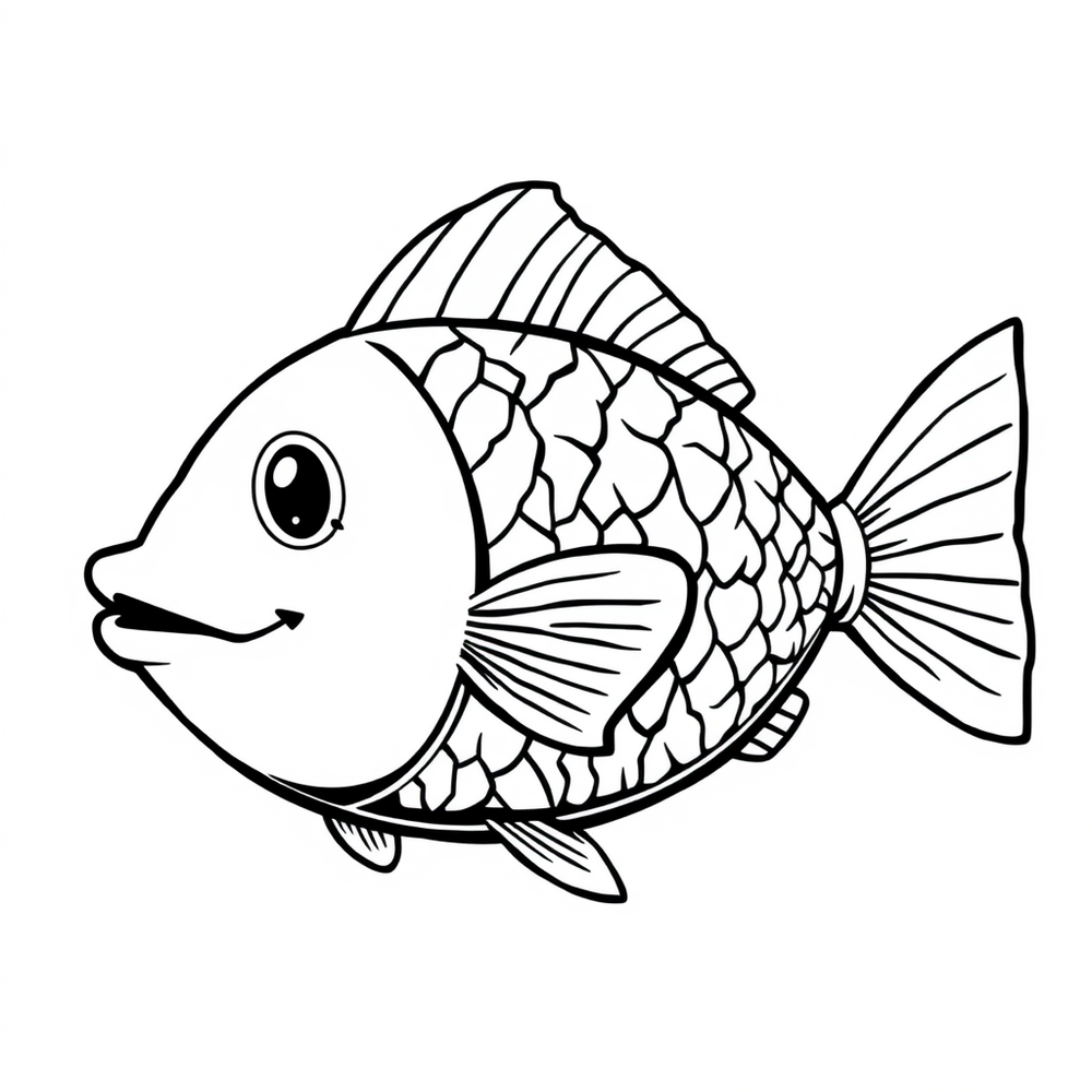 a fish coloring page outline to print