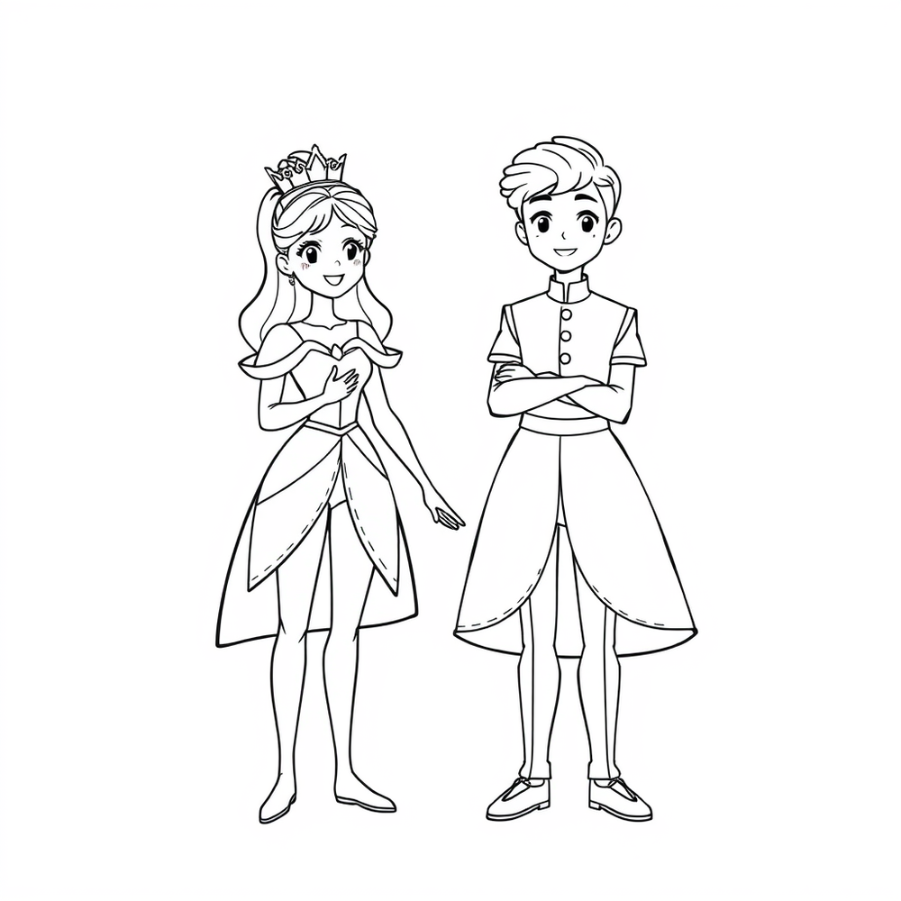 a princess and the prince coloring page outline to print