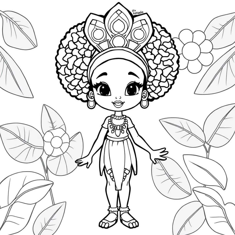 African princess coloring page