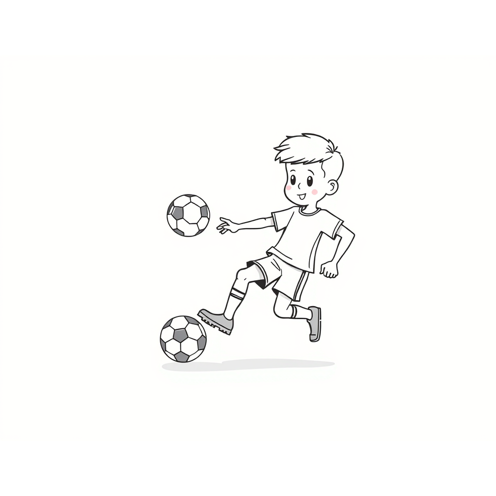 boys playing football coloring page outline to print