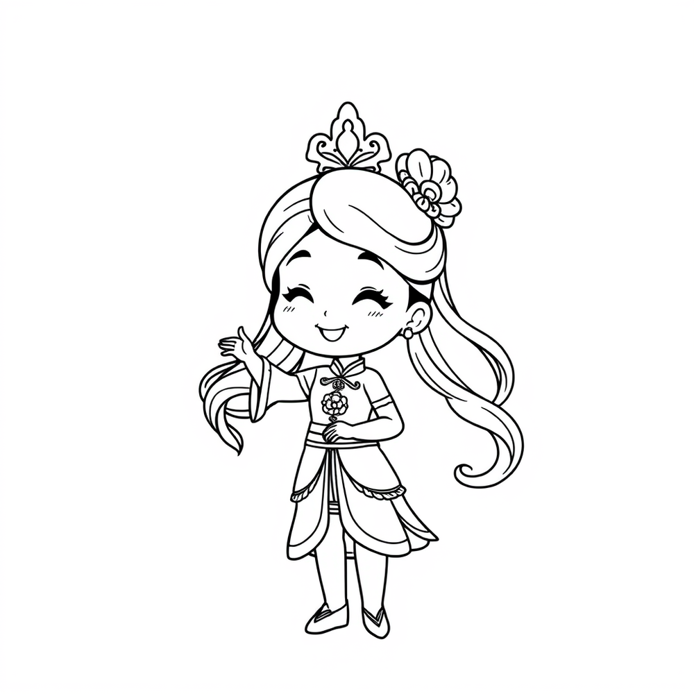Chinese princess coloring page