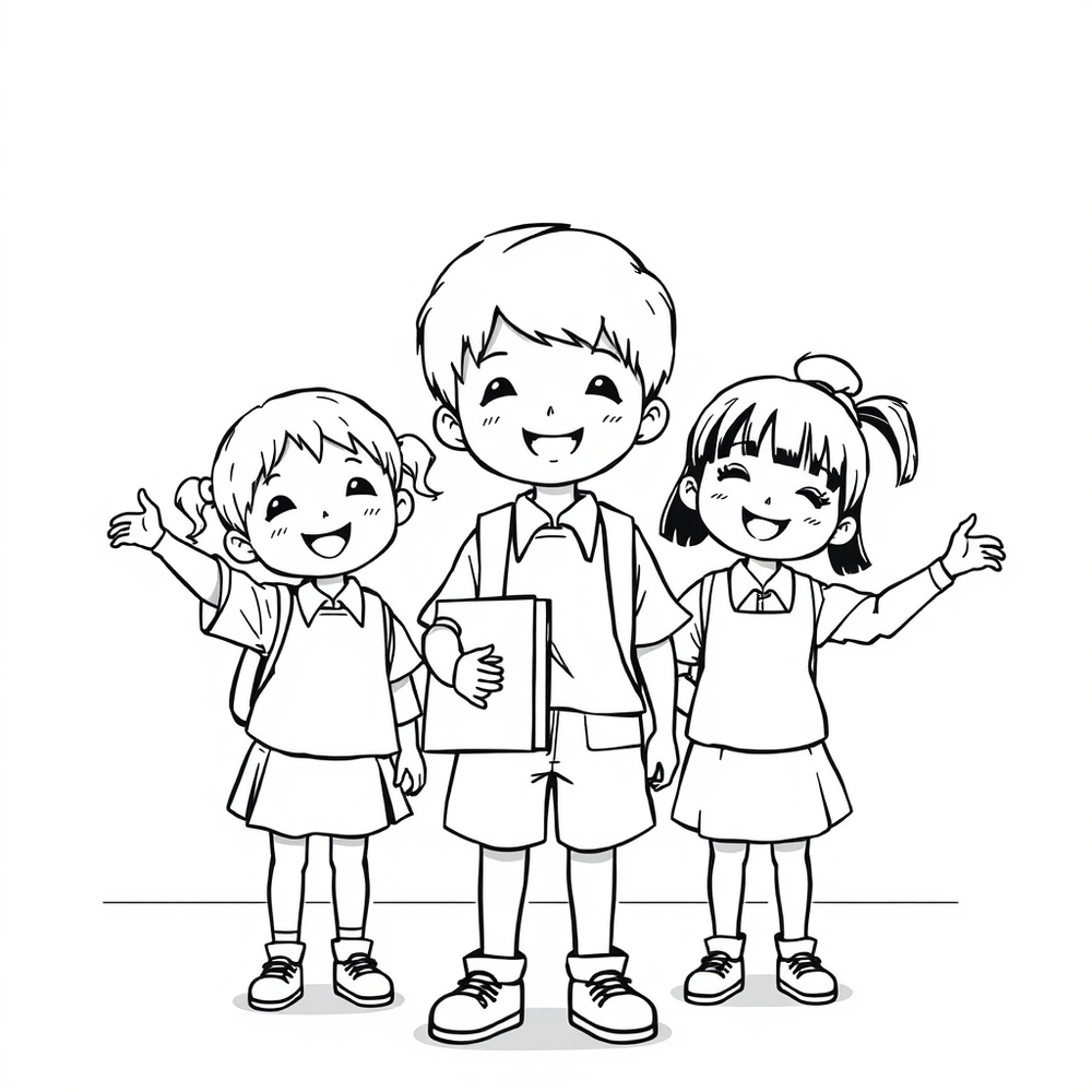 Dzieci w szkole coloring page outline to print