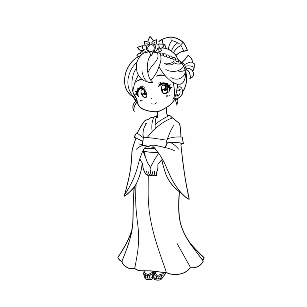 Japanese princess coloring page