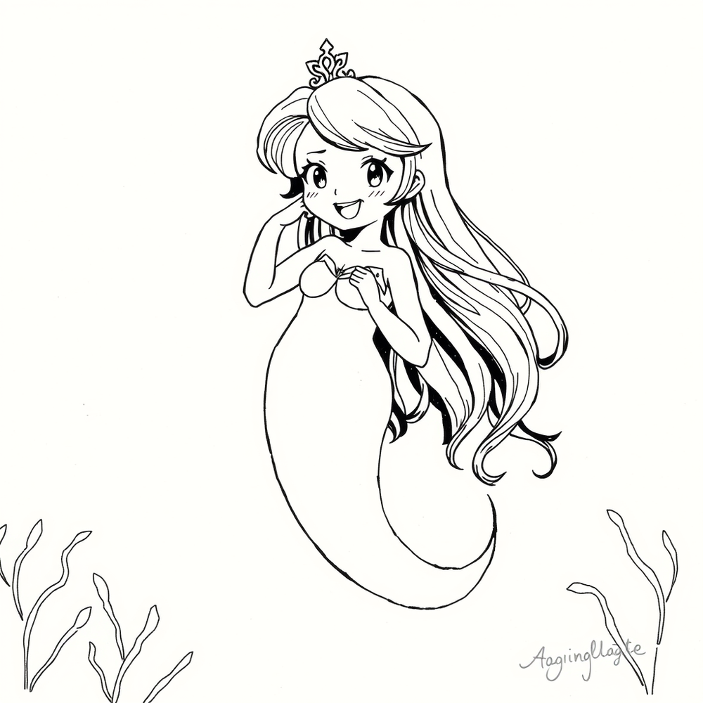 merrmaid coloring page outline to print
