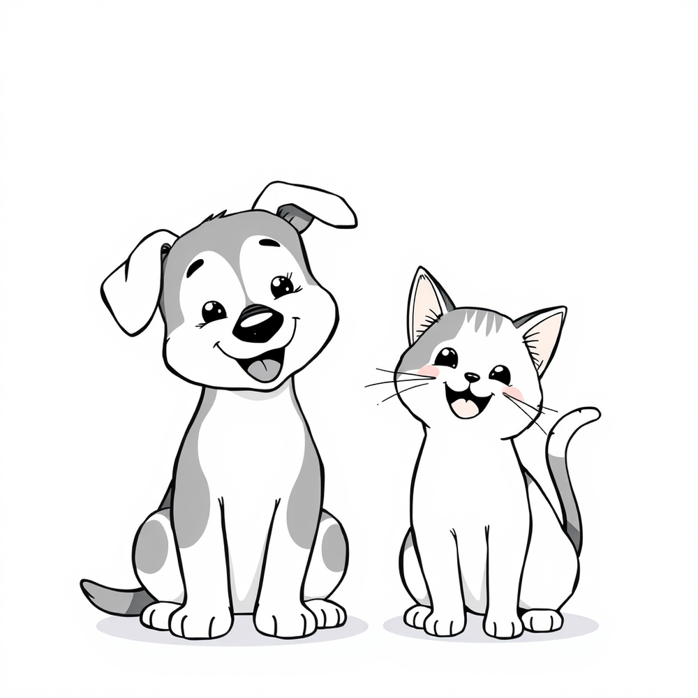 pies i kot coloring page outline to print