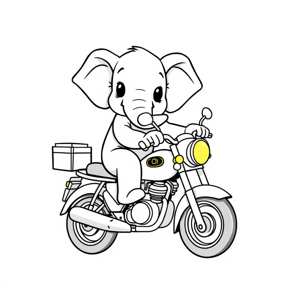 Słoń na motorze coloring page