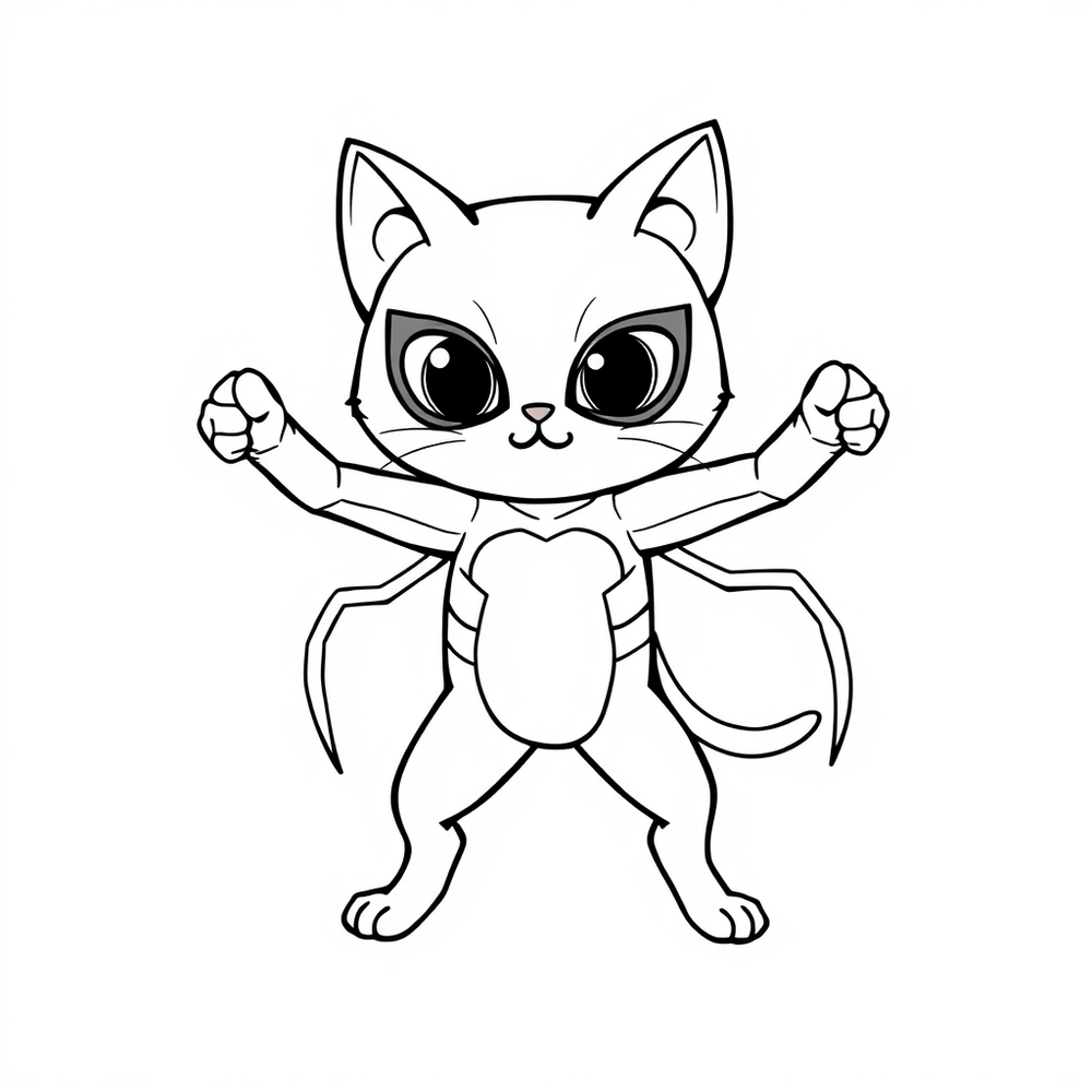 spider cat a superhero coloring page