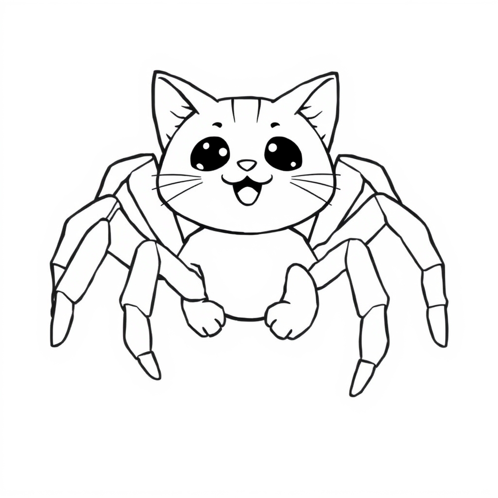spider cat coloring page