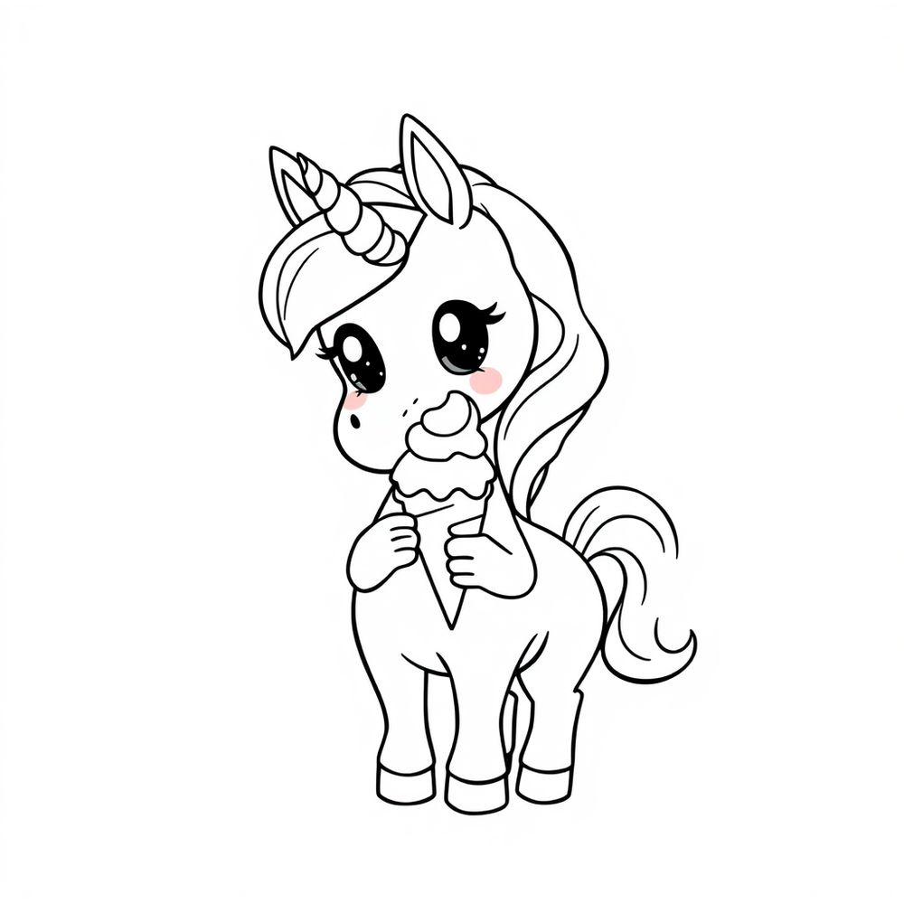 unicorn eating ice cream coloring page